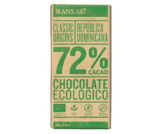 Blanxart 72% DominicaOrg Dark Chocolate [80g x 12] Donaldson Reeves Limited