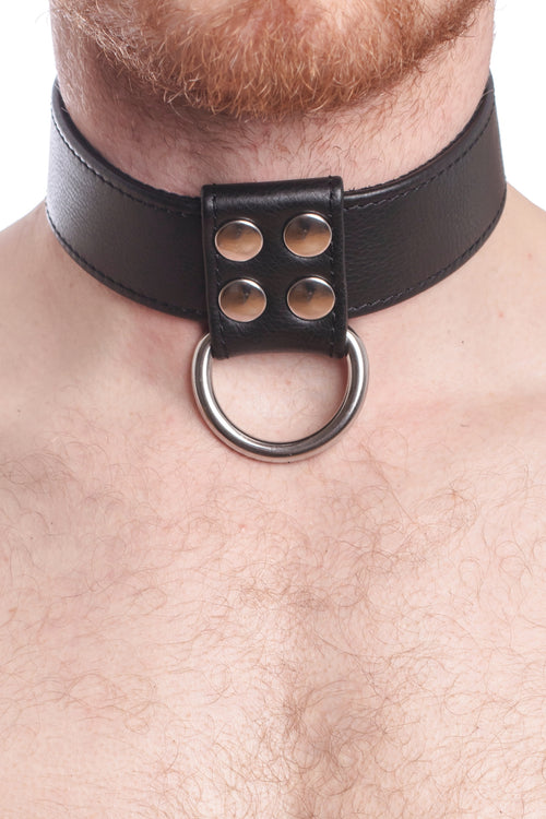 black leather collar