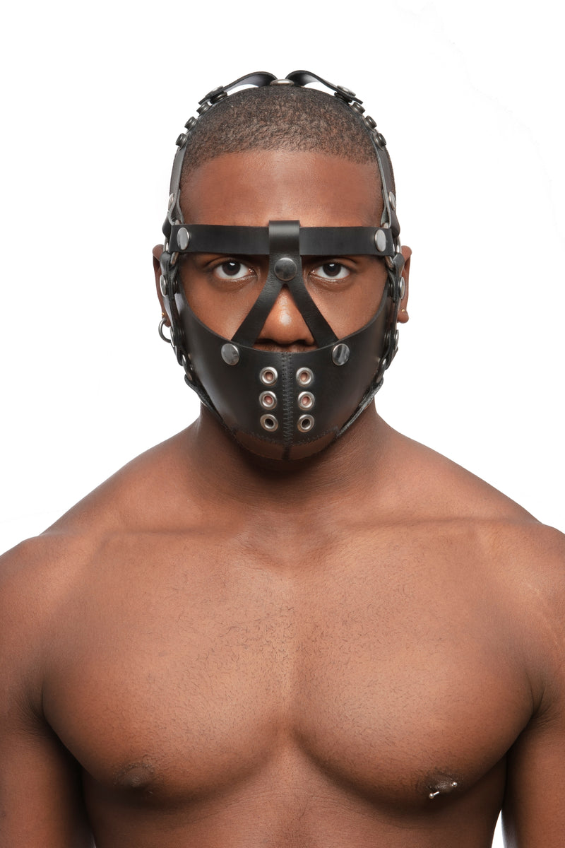 Leather Fetish Muzzles Stainless Steel Head Harness Army Of Men