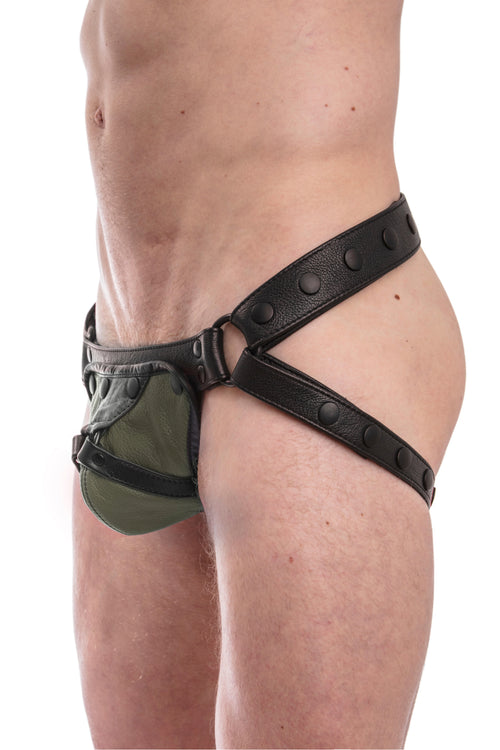 Handmade Men's Black Leather Jockstrap Sexy Gay Thong Jockstrap Fetish