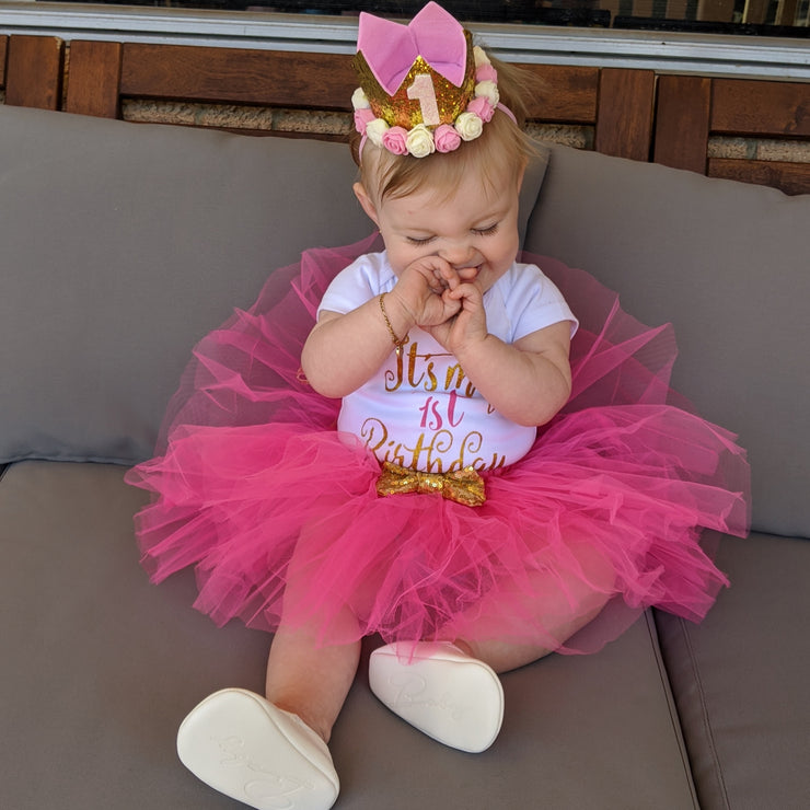 Ultimate 1st Birthday Crown - Gold & Pink - thirdshiftvermont