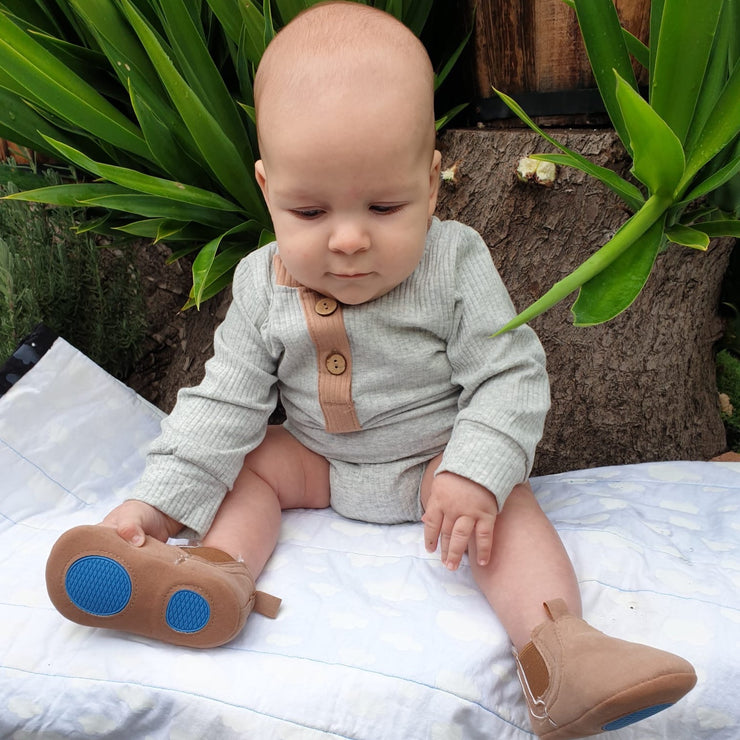 Braxton Onesie-  Tan on Grey - SEO Optimizer Test