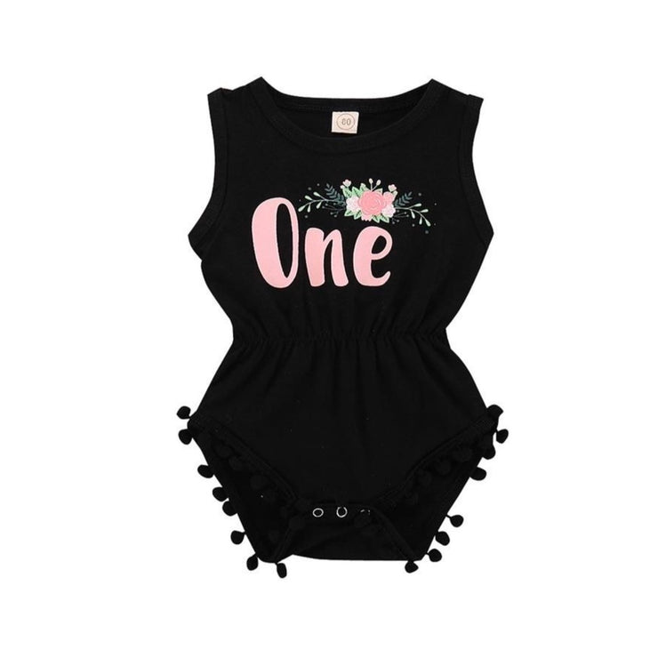 One Birthday Onesie - Black - thirdshiftvermont