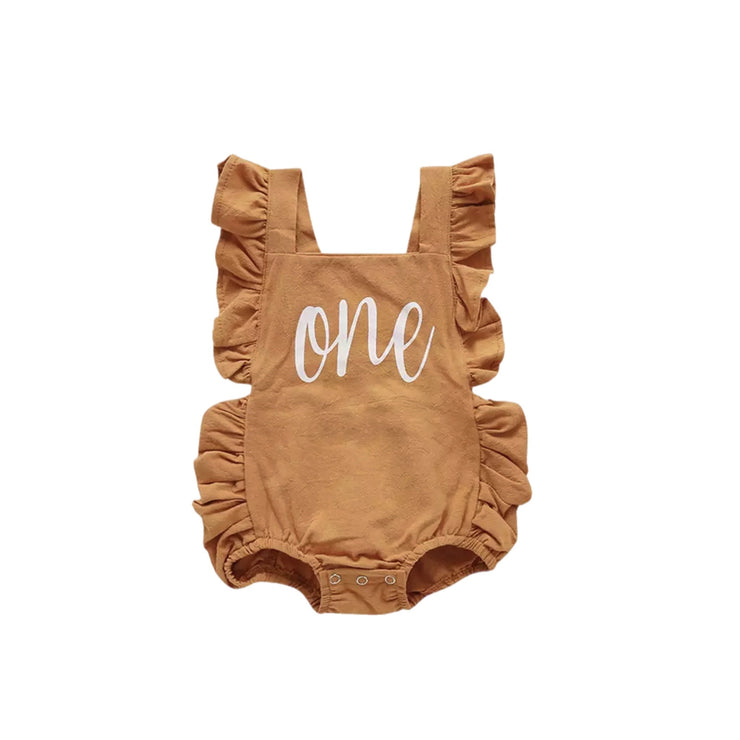 One Flutter Birthday Onesie - Honey Caramel