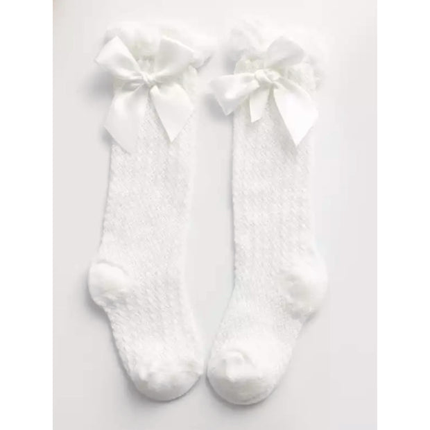 Kelsey Bow Socks- White