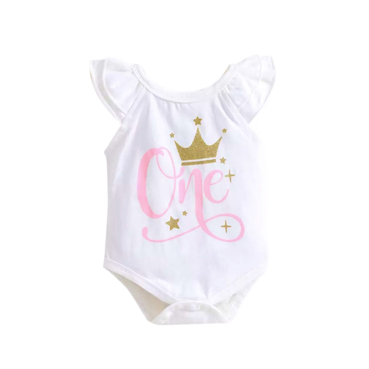 Queen One Birthday Onesie - White