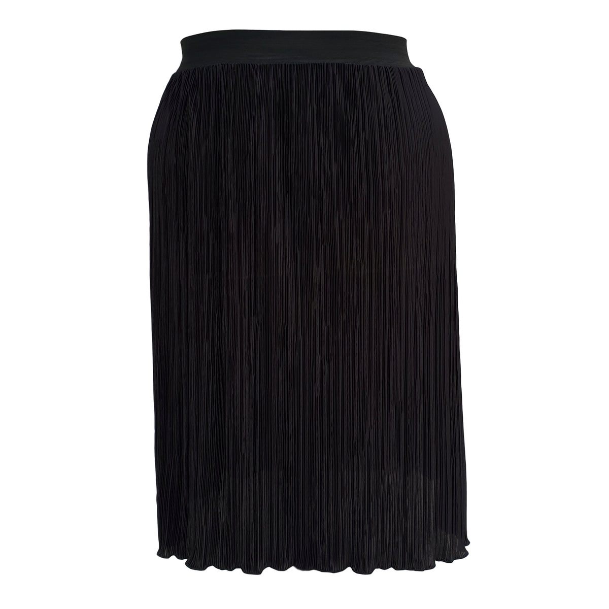 Black Pleated Maxi Skirt With Elasticated Waistband Plus Size [L1122_B ...
