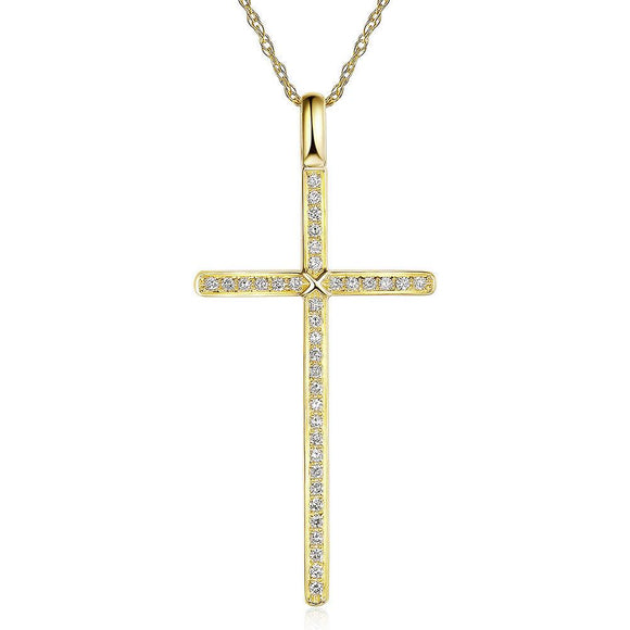 14k-yellow-gold-cross-pendant-necklace-0.3-ct-diamonds – my-jewels.com