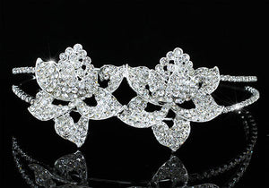 Bridal Wedding Side Headpiece Flower Silver Plated Tiara XT1664
