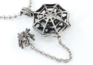 Biker Gothic Hip Hop Spider Net Stainless Steel Mens Pendant Necklace MP016