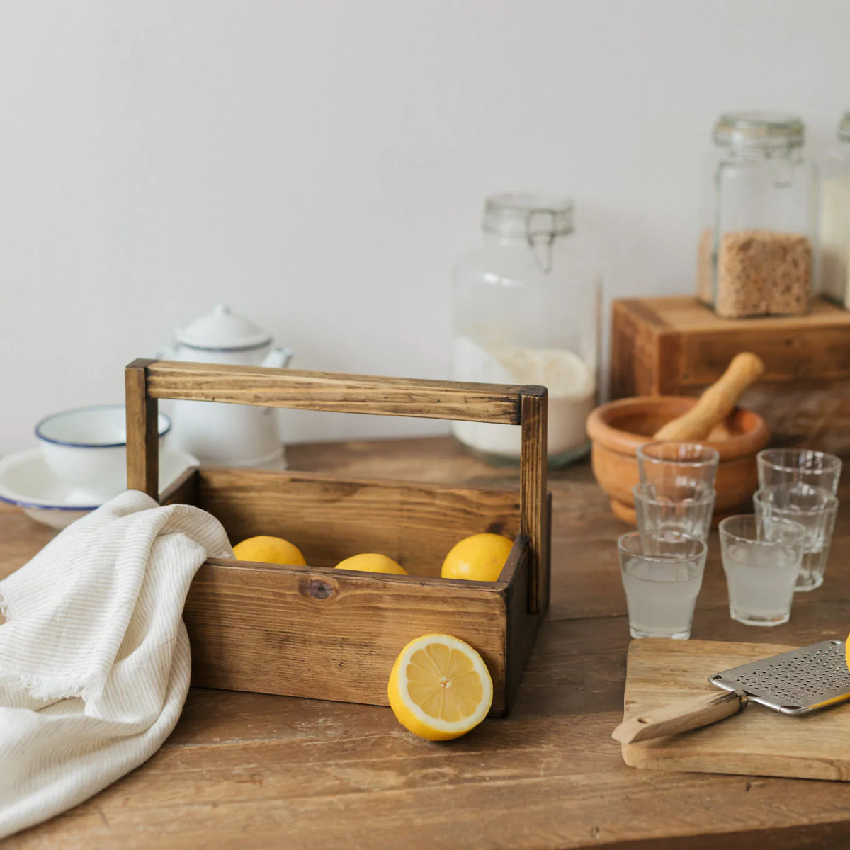 Cesta de mimbre para cubiertos con tapa, cesta de condimentos hecha a mano,  cesta decorativa tejida tejida para alimentos