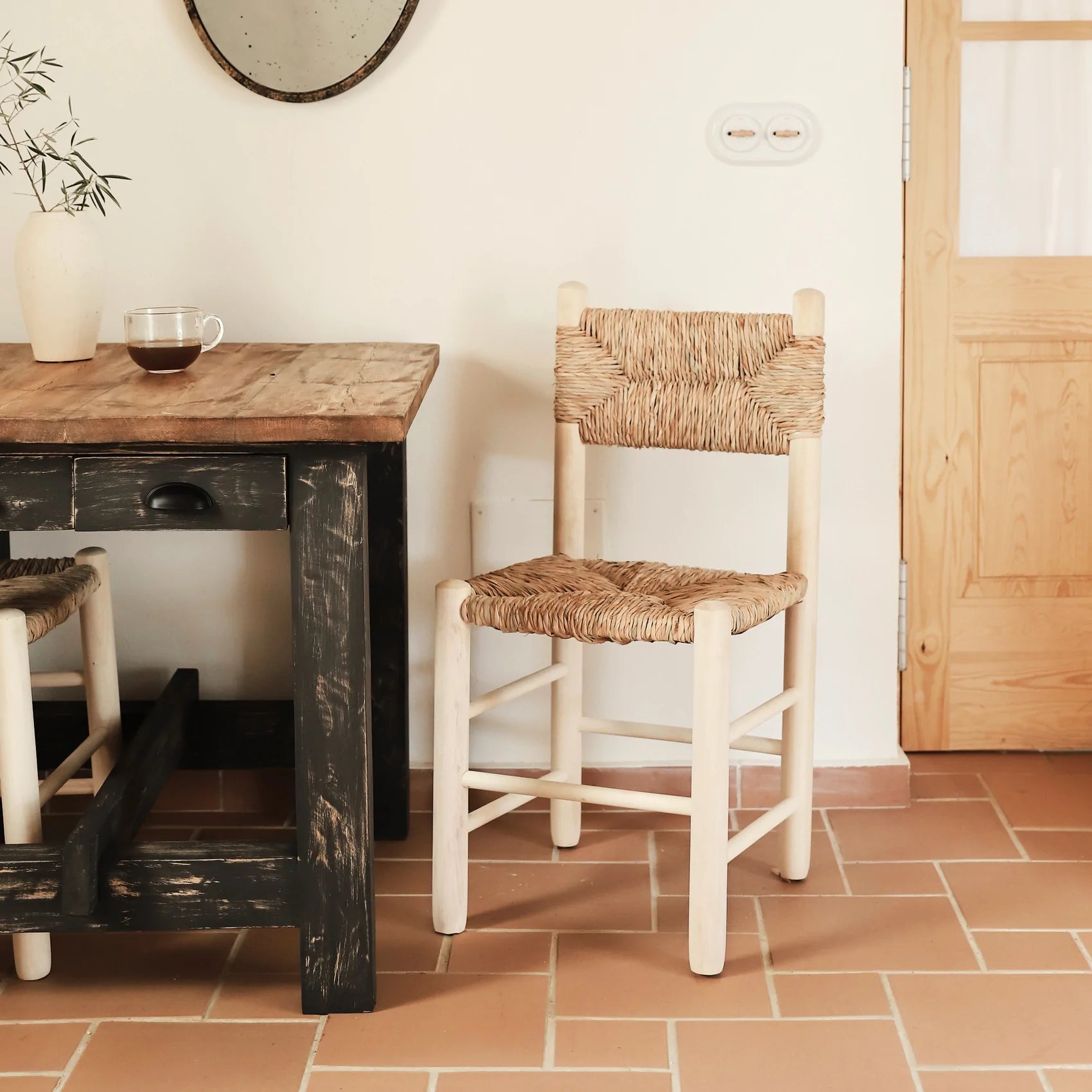 Silla Lakota de madera y cuerda estilo años 50, para tu cocina de decoración vintage