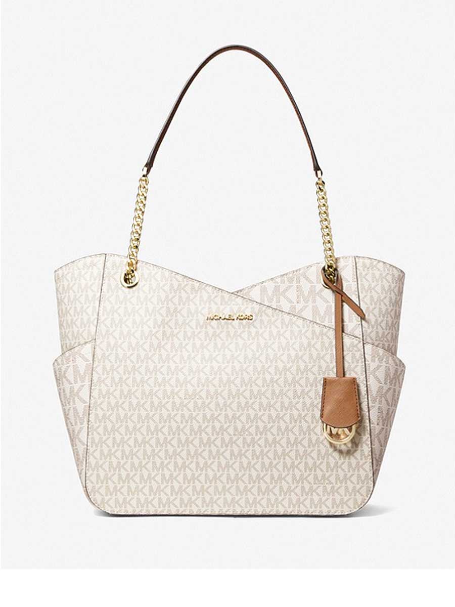 Michael Kors Jet Set Large Chain Shoulder Tote Bag In Monogram Vanilla –  SELLECTION