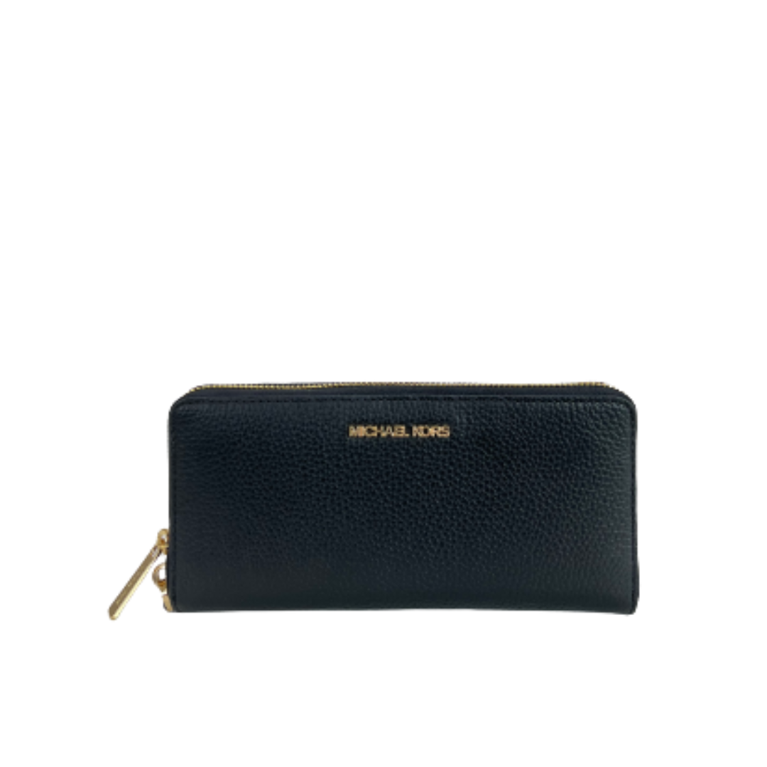 Michael Kors Jet Set Travel Xl Wallet In Black Gold Hardware – SELLECTION