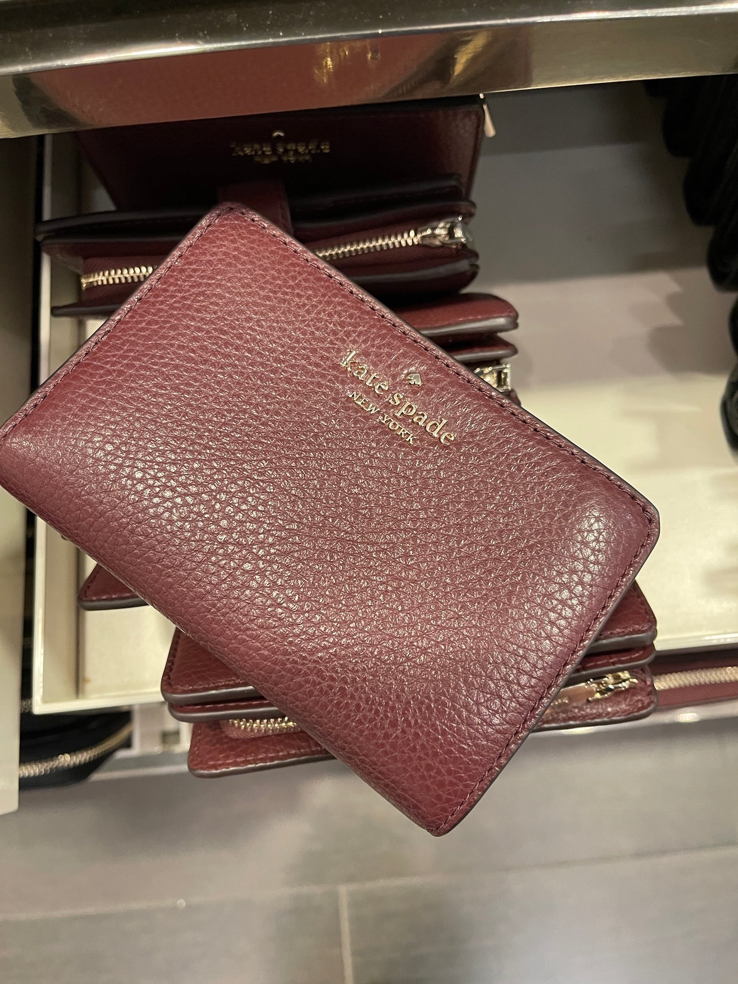 Kate Spade Leila Medium Compact Bifold Wallet In Cherrywood (Pre-Order ...