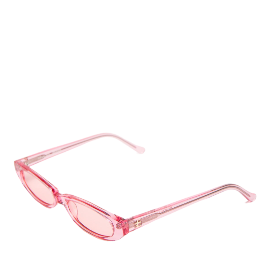 Image of Roberi & Fraud Frances pink acetate Logo arm sunglasses