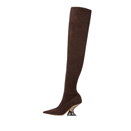 Image of CASADEI Brown Elodie - Over The Knee Suede Boots UK 6 EU 39 👠