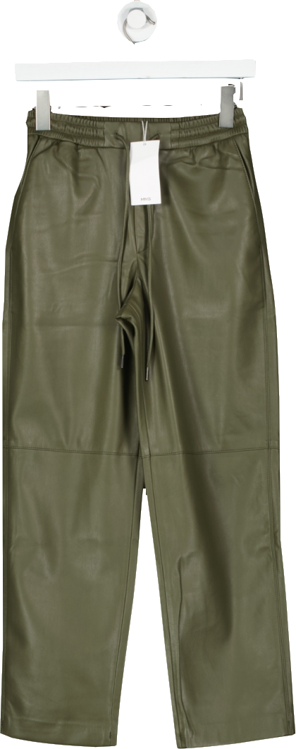 Image of MANGO Green FAUX leather  Trousers BNWT UK XXS