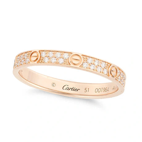 image of Cartier Metallic Rose Gold Mini Diamond Love Ring One Size