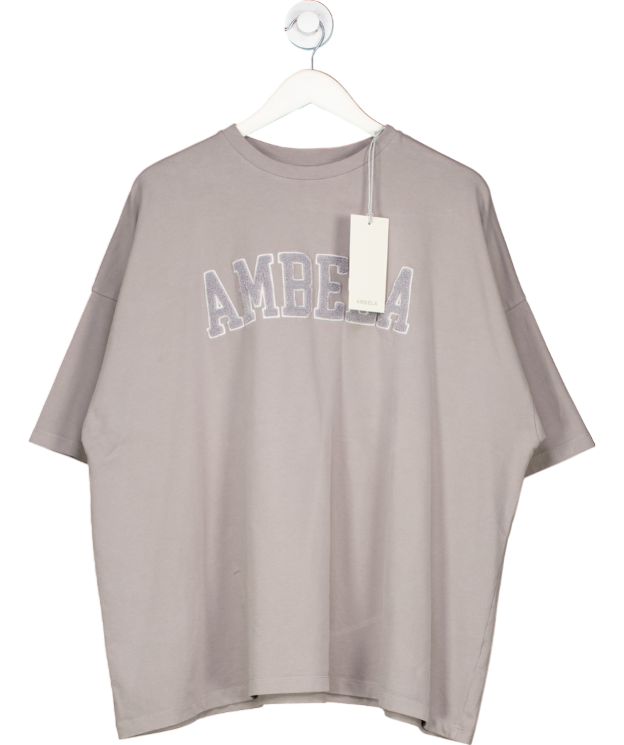 image of Ambela Grey Oversized Soft Cotton T-shirt UK XL