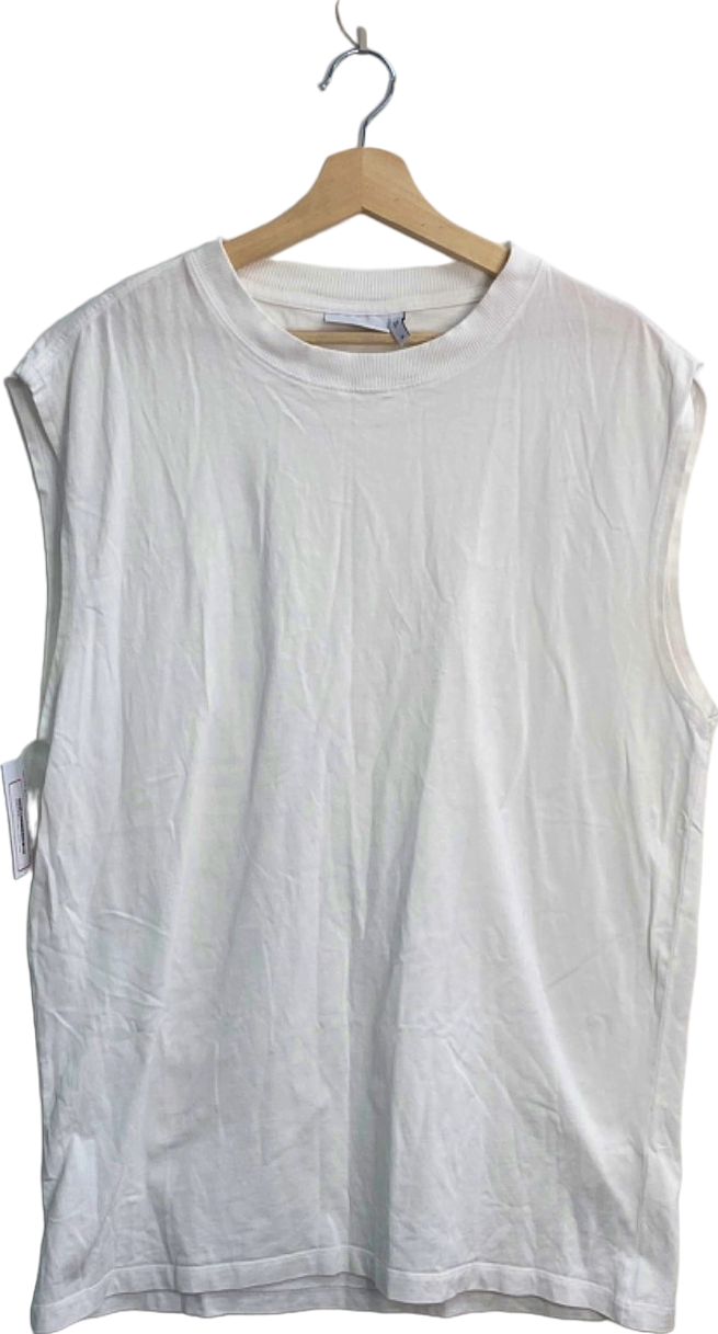 image of Weekday White Oversized Tank Top UK Large