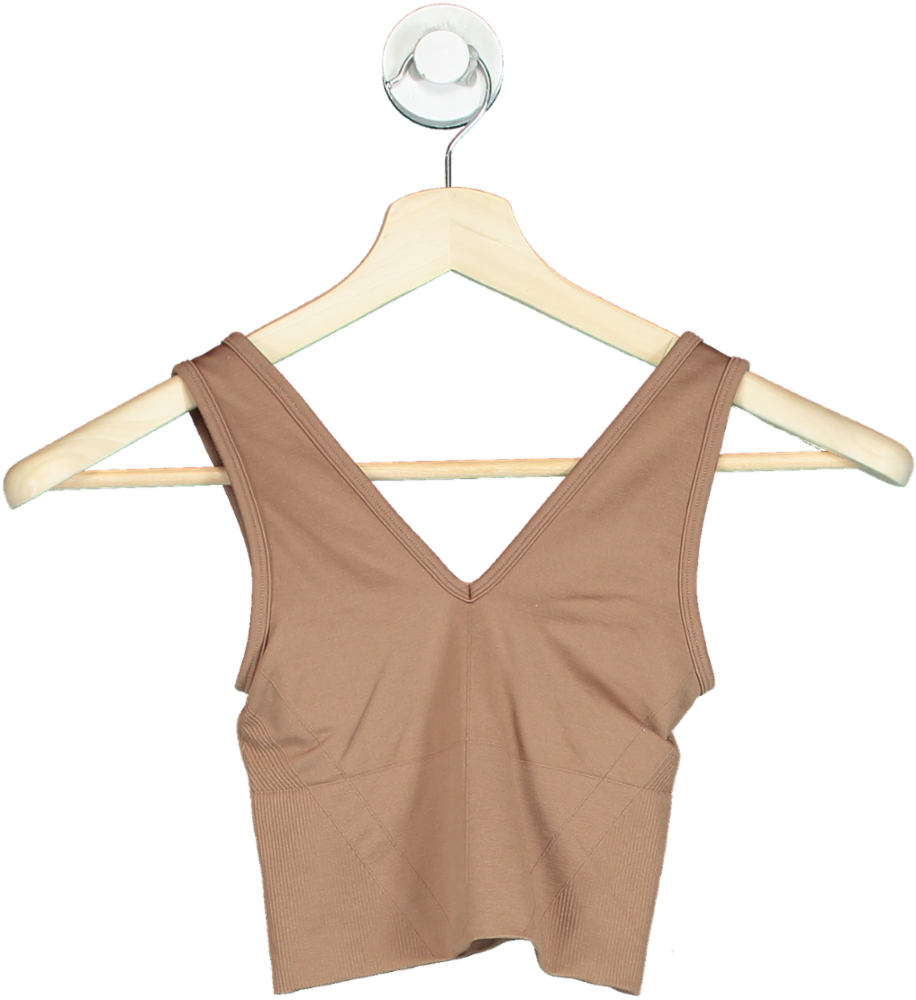 image of YPB Brown Sleeveless Crop Top UK XS