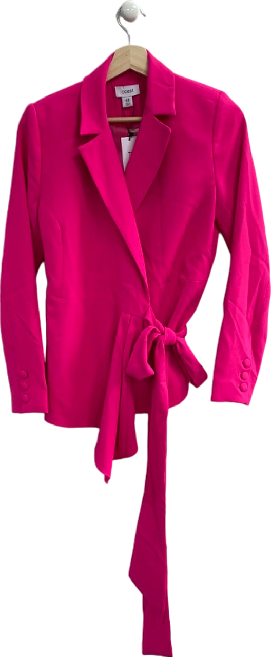 image of Coast Fuchsia Pink Tie-Front Blazer UK 10