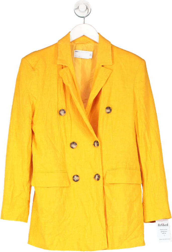 image of ASOS Orange Viscose And Linen Blend Blazer UK 10