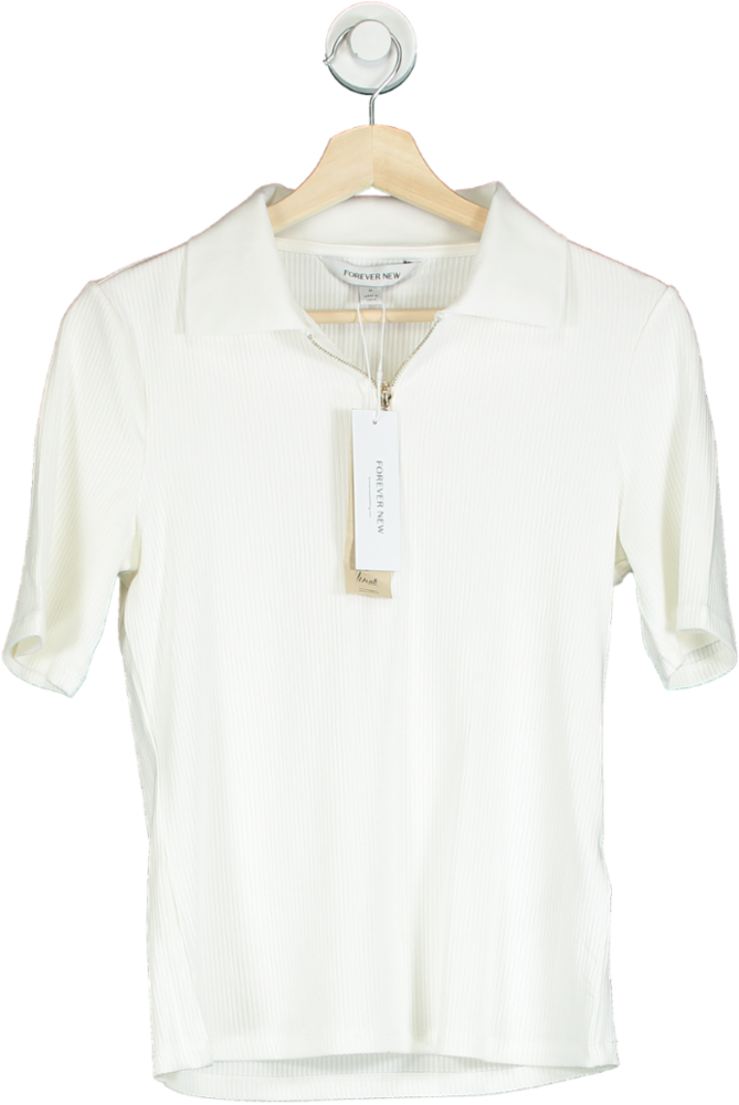 image of Forever New Porcelain Mai Short Sleeve Zip Polo UK M