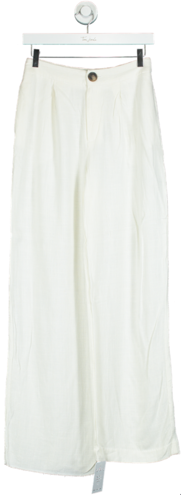 Image of ASOS Design White Wide Leg Trousers UK 8