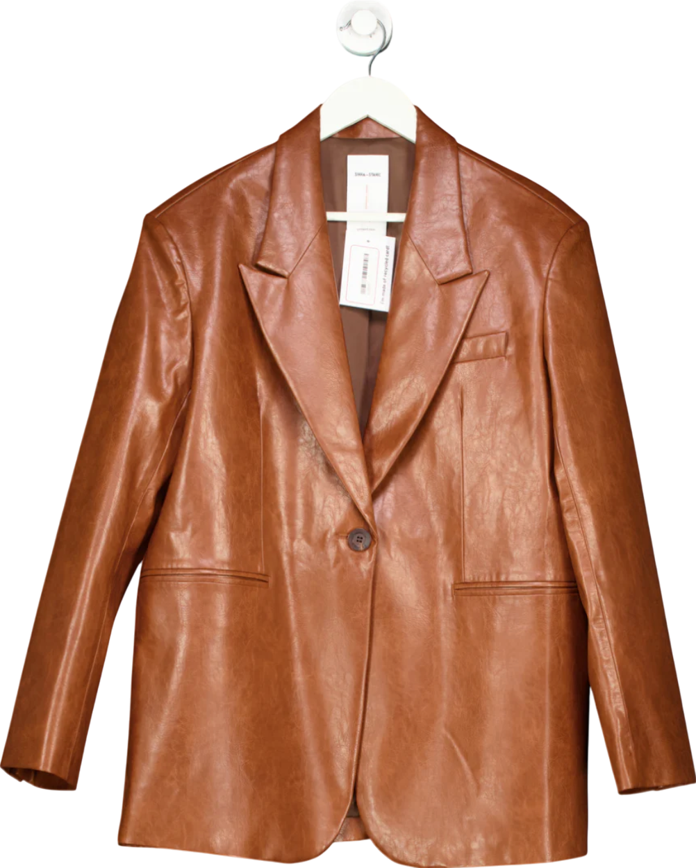 image of Fabrique X Sinha-stanic Brown Stonham Oversize Blazer In Eco Wax Leather UK XS