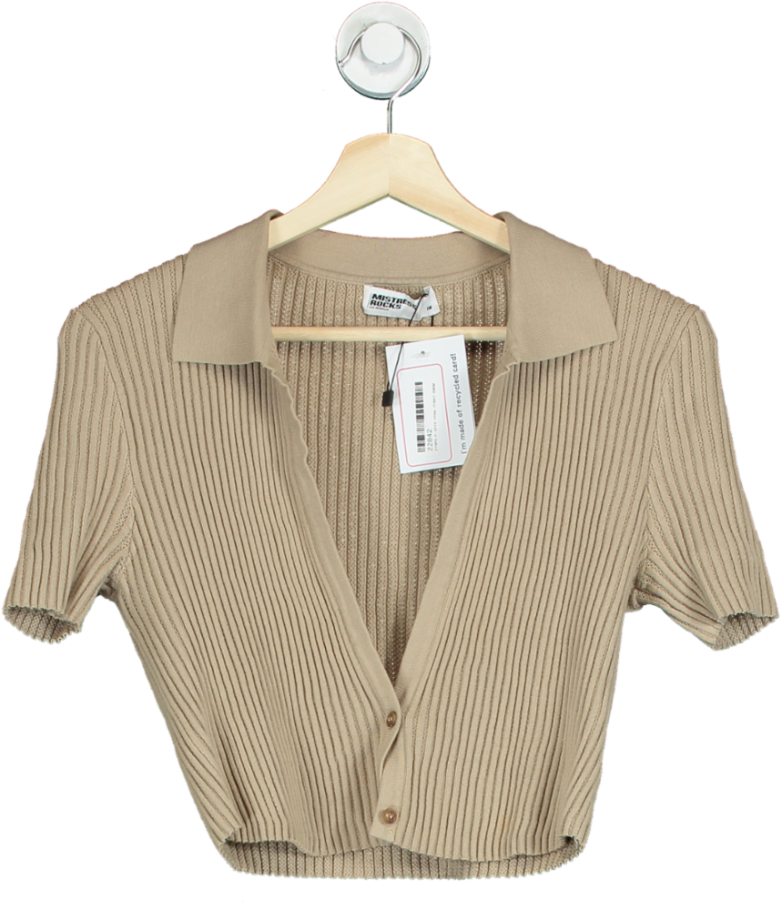 Image of Mistress Rocks Beige Ribbed Knit Cardigan M