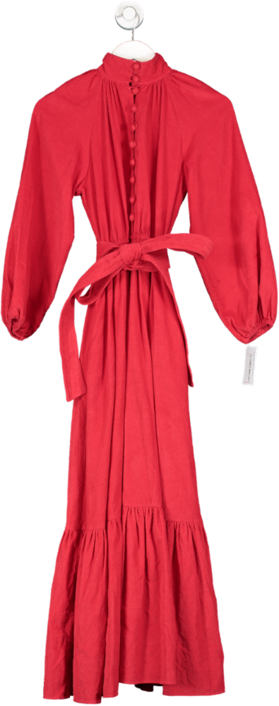 image of Seraphina Red Chorduroy Ling Sleeve Maxi Dress UK 6