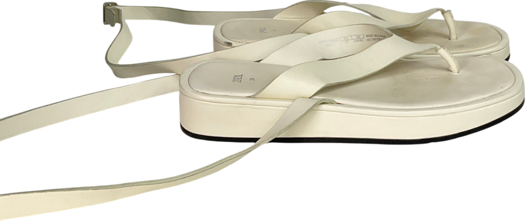 image of ZARA Cream Strappy Sandals UK 4 EU 37 👠