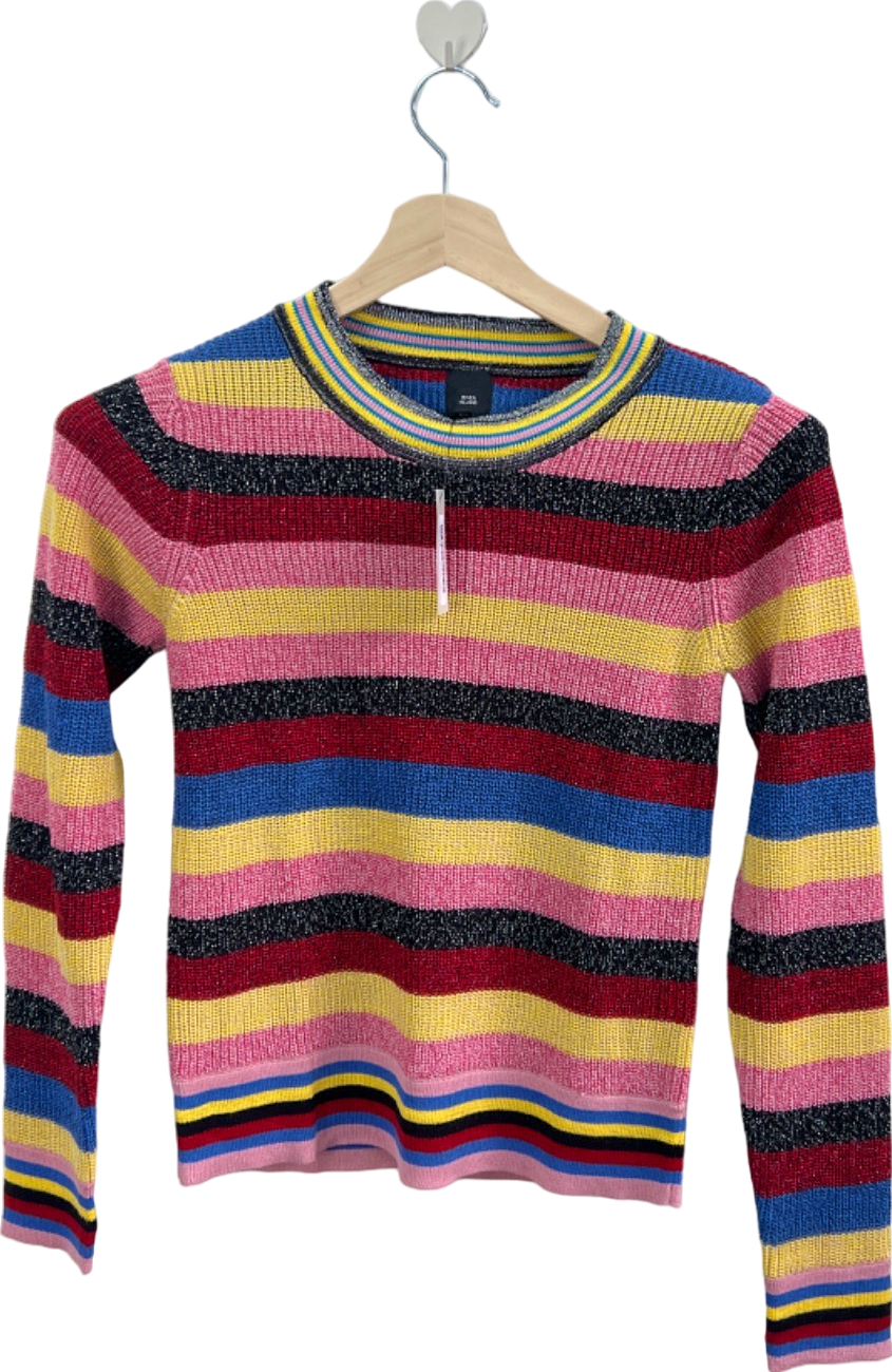 image of River Island Multi-Colour Striped RI Cocktail Loo Jumper UK 8