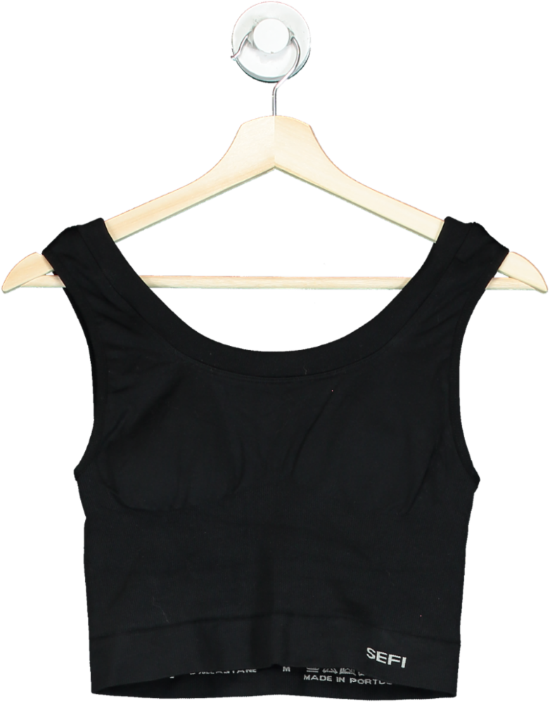 image of SEFI Black Seamless Crop Top UK M