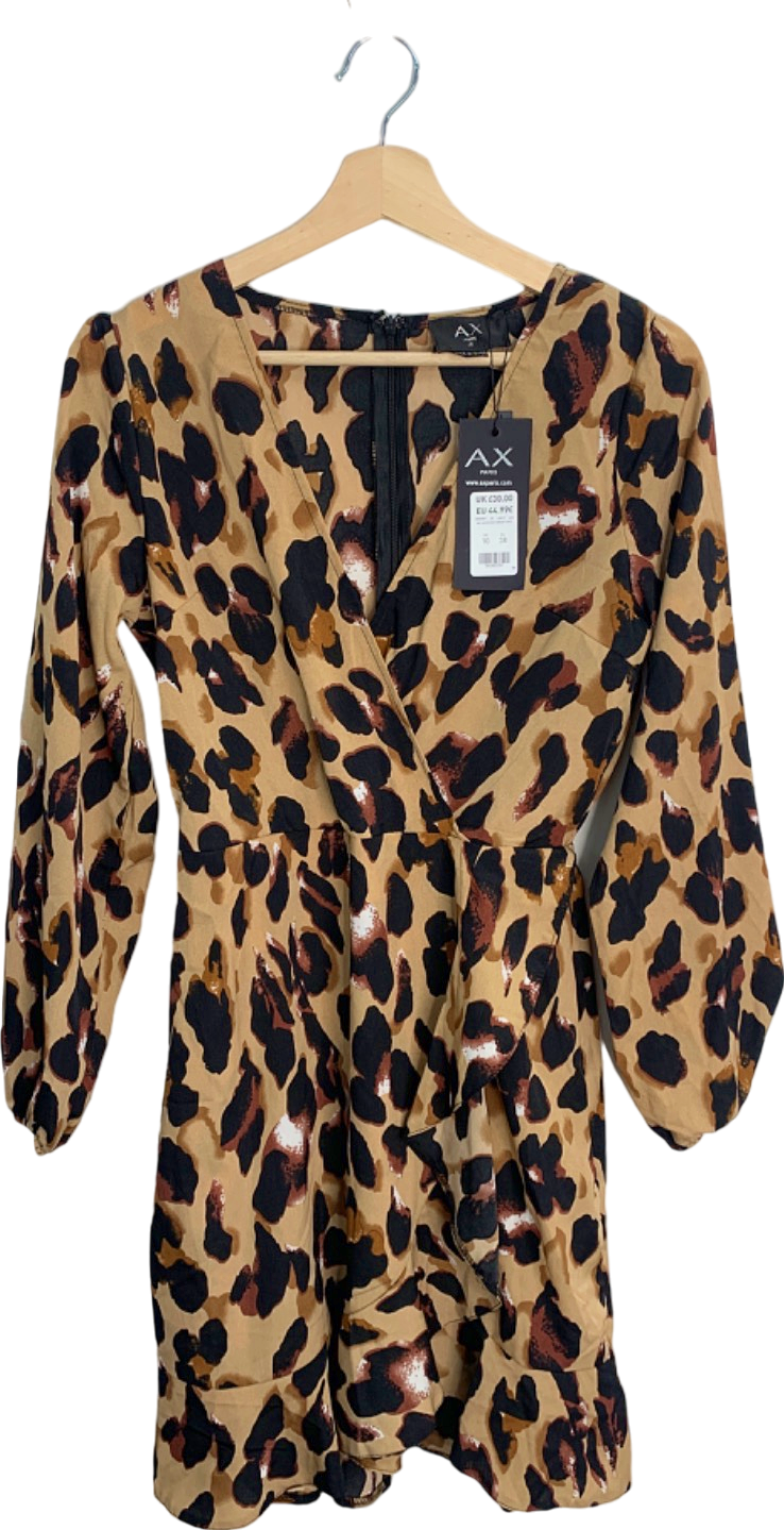 image of AX Paris Leopard Print Wrap Dress UK 10