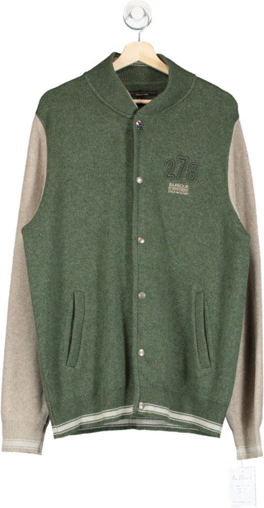 image of Barbour Green Varsity Style Jacket Steve McQueen Collection UK L