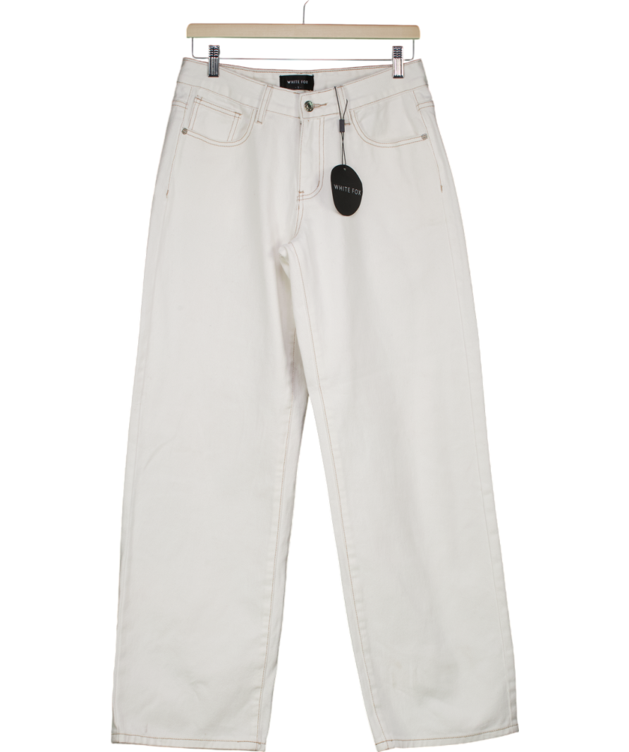 image of White Fox White Bring The Style Low Rise Wide Leg Jeans UK S