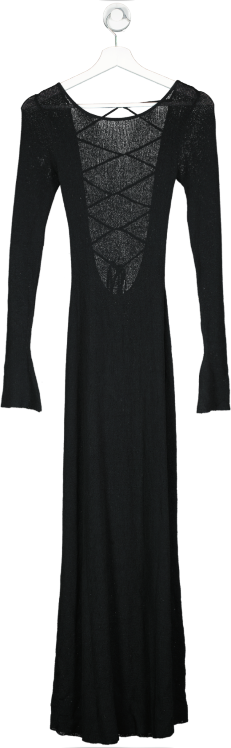 Sierra Scoop Neck Long Sleeve Midi Dress - Black - MESHKI U.S