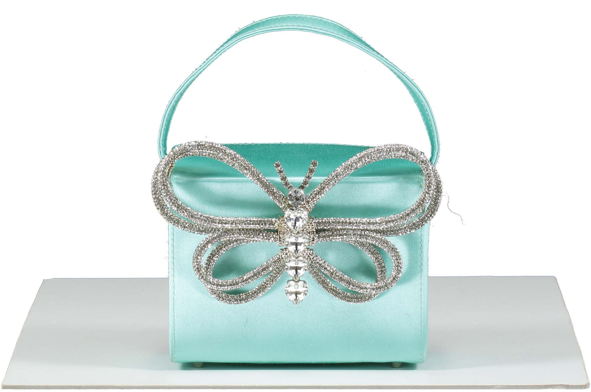 image of L'alingi Blue Aqua Ella Box Bag Satin Box Clutch One Size