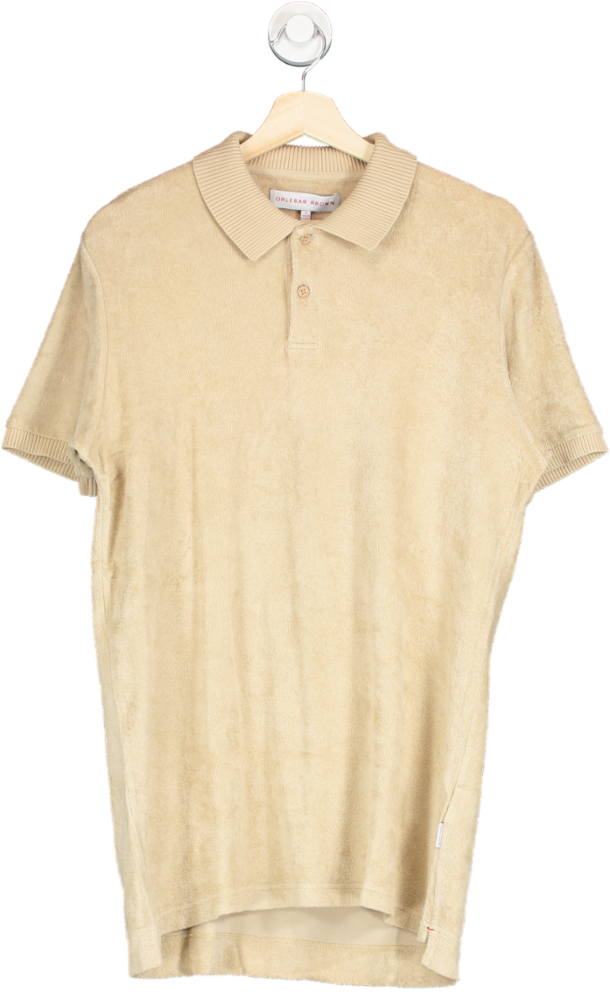 image of Orlebar Brown Beige Terry Towelling Polo Shirt UK M