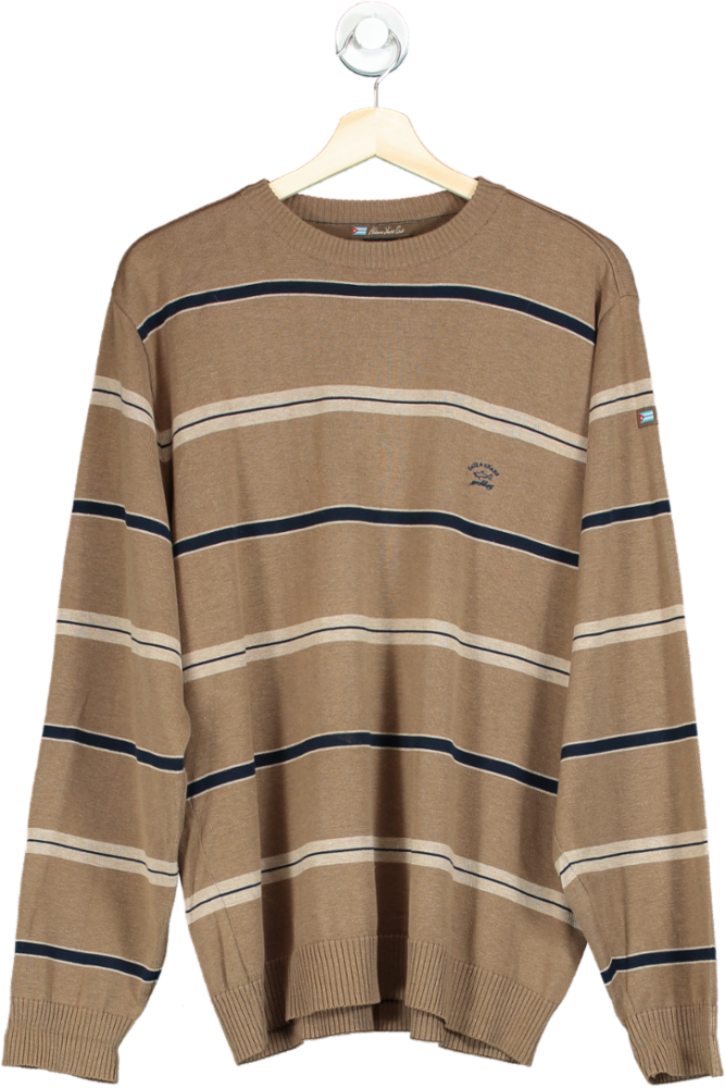 Image of Paul & Shark Brown Striped Sweater UK L