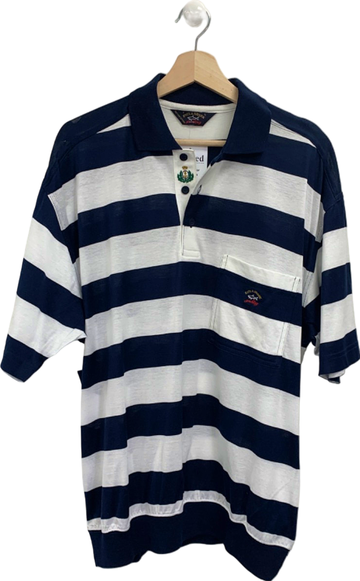 image of Paul & Shark Navy/White Striped Polo Shirt UK L