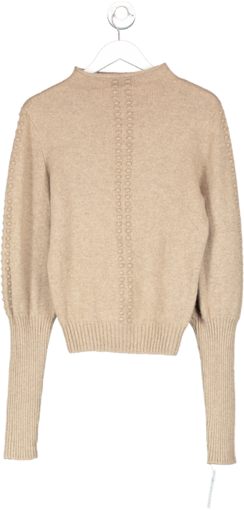 image of Garin Beige The Chelsea 100% Cashmere jumper In Taupe UK M