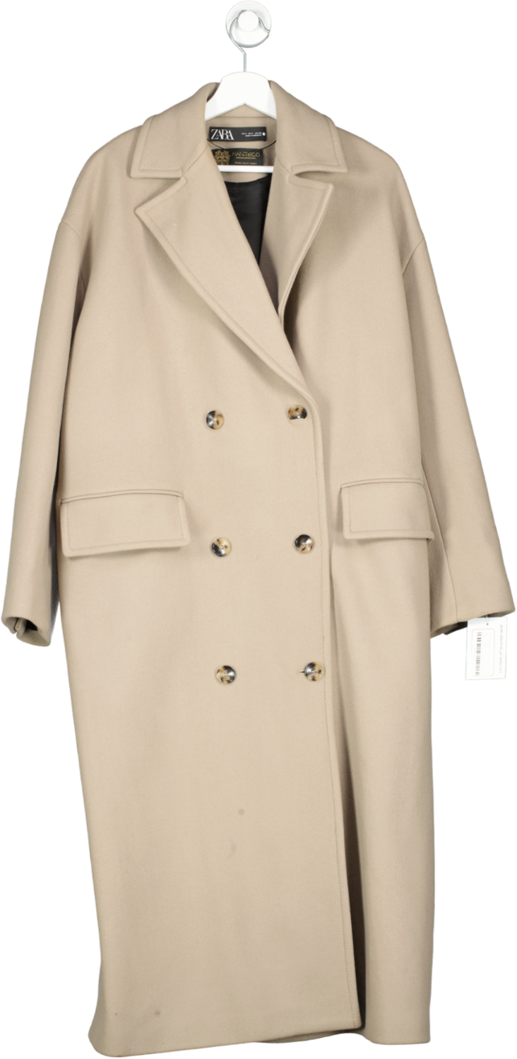 image of ZARA Beige Premium Warm Wool Limited Edition Coat UK L