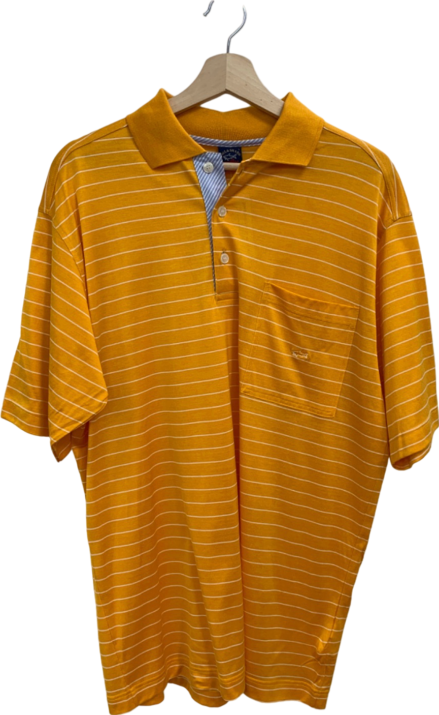 image of Paul & Shark Yellow Striped Polo Shirt UK L
