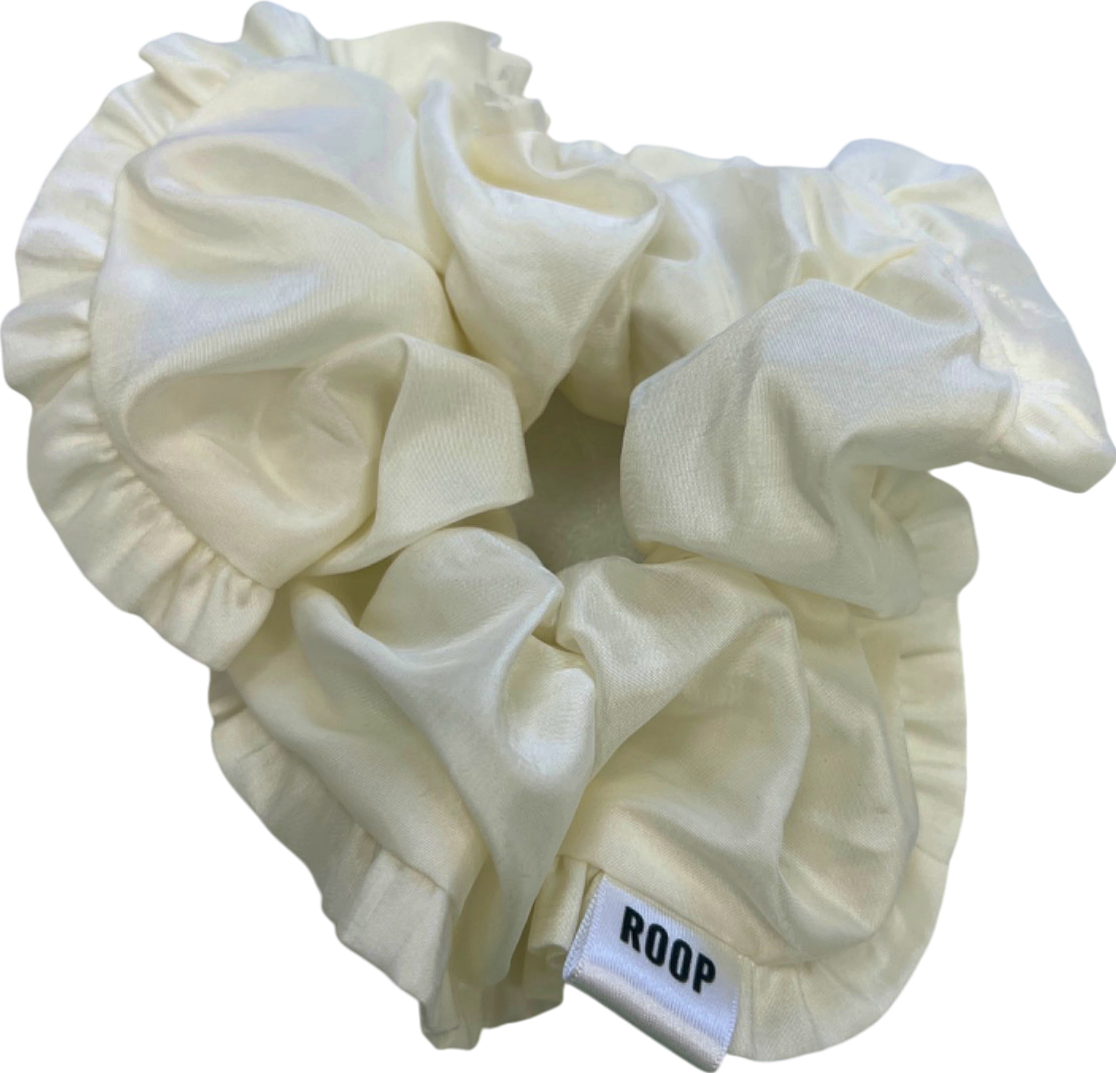 image of Roop White Satin Hair Scrunchie