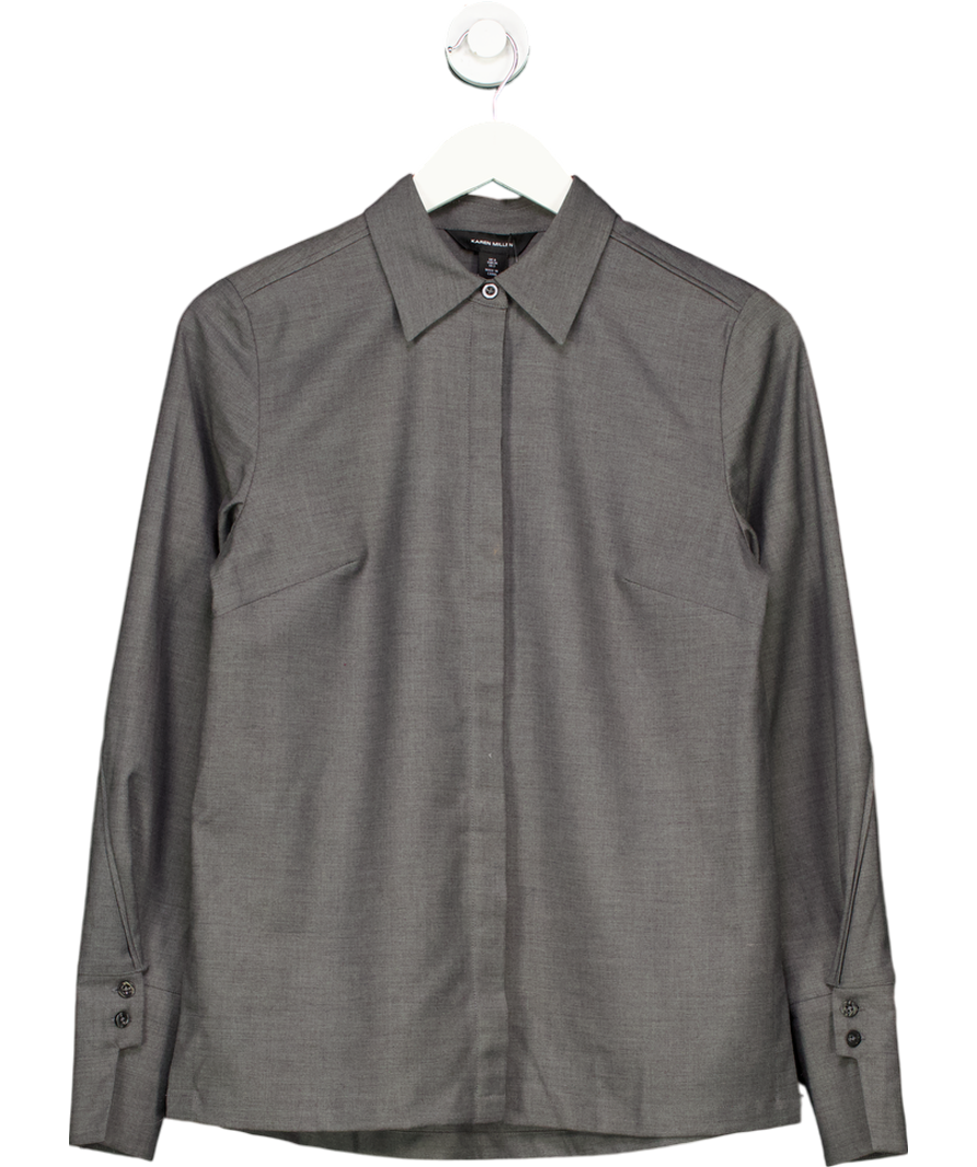 image of Karen Millen Grey Wool Blend Shirt UK 6
