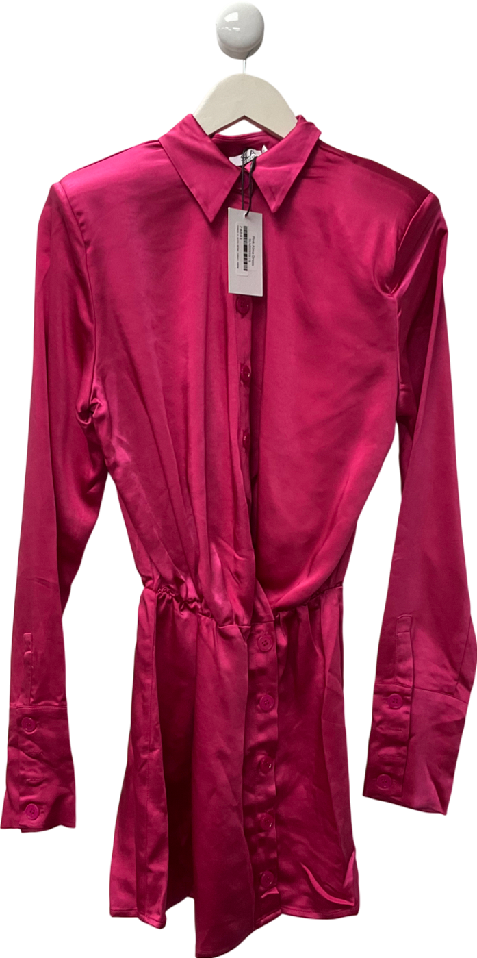 image of SLA the label Pink Alma Satin Button Up Dress UK S